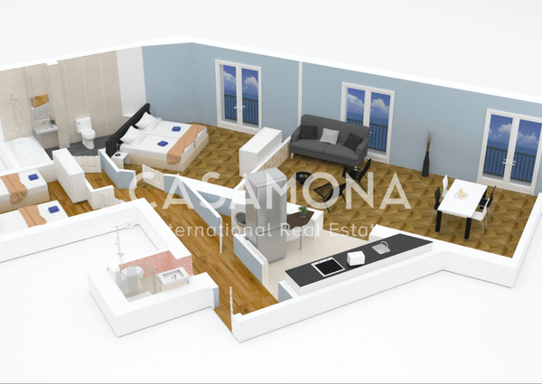 Elegant 2 Bedroom Apartment with Balcony and Beautiful Restored Flooring